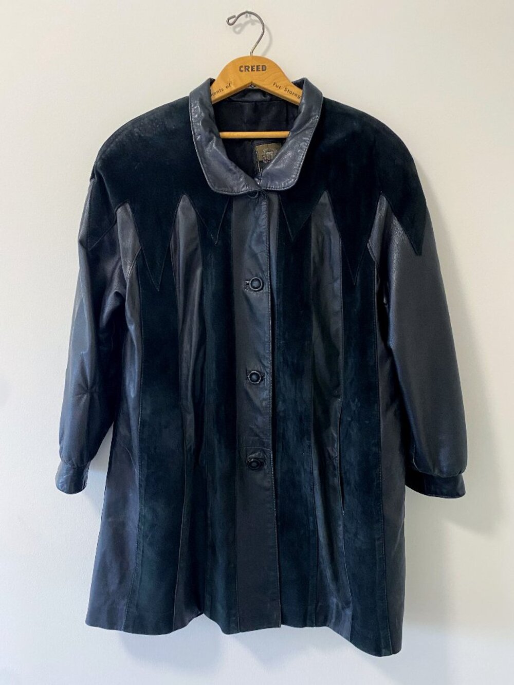 Vintage Leather + Suede Overcoat Jacket / Y2K
